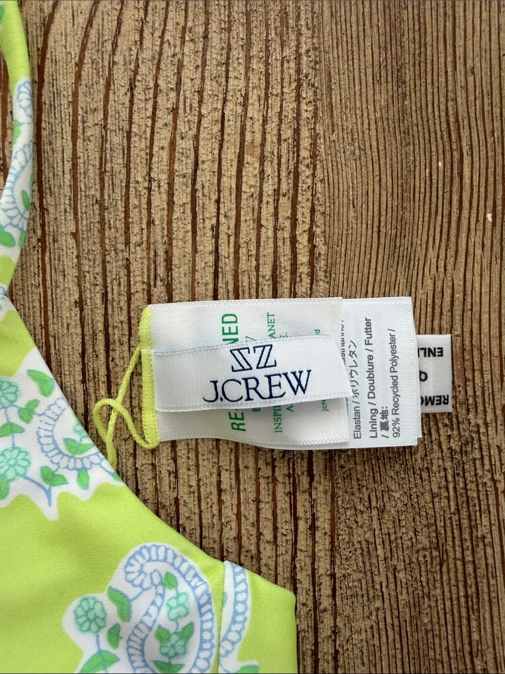 J. Crew Women’s Lime Green Paisley Swim Bikini Top